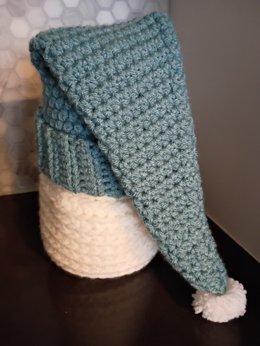 Handmade Crochet Gnome with Knit Hat - Picture 3 of 4